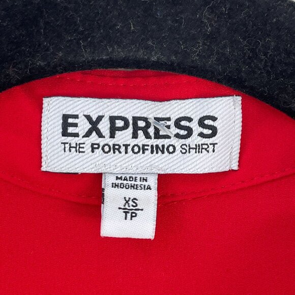 Express The Portofino Shirt Womens XS Red Button Up Roll Tab Sleeve Blouse - Picture 3 of 7